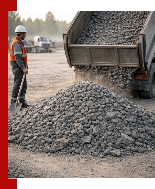 Гранитный щебень фракции 100–201 для строительства в Волхове