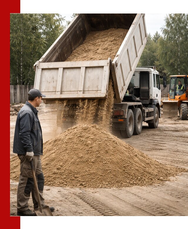 Доставка и продажа песка с разгрузкой в Волхове