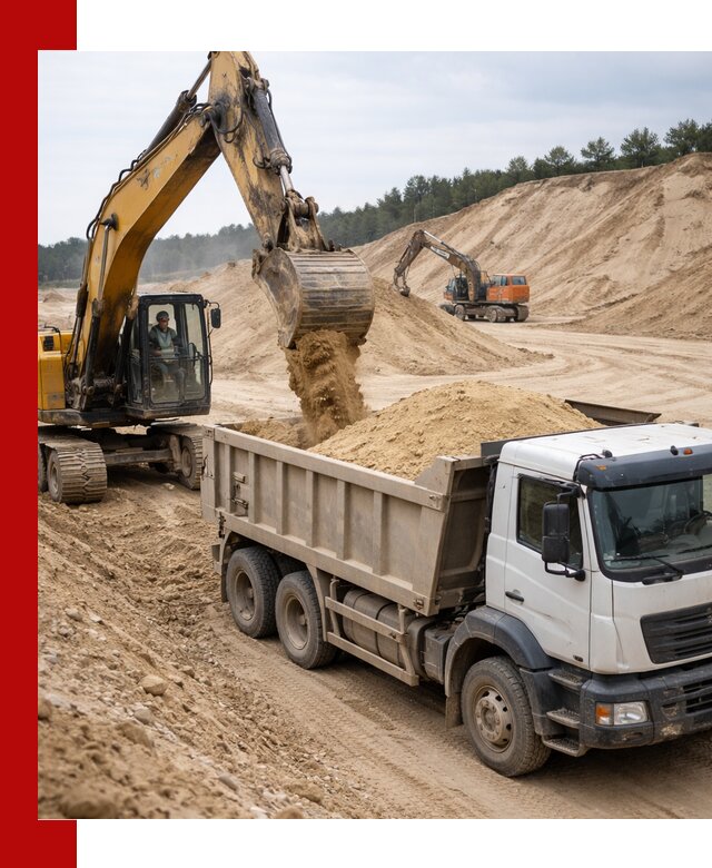 Доставка карьерного песка с самосвалами и разгрузкой в Волхове