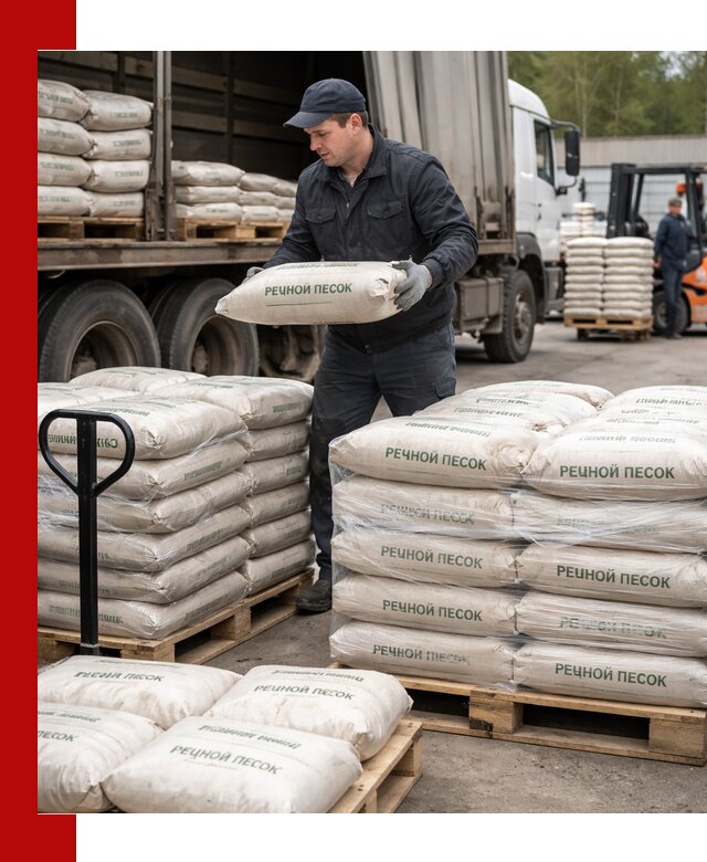 Речной песок в мешках с доставкой в Волхове