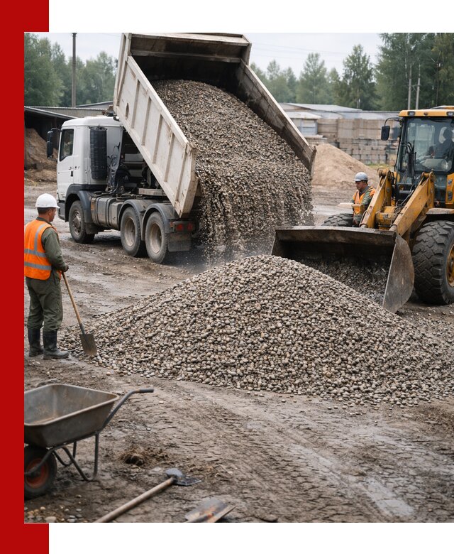 Мытый гравий с доставкой в Волхове от карьера до участка