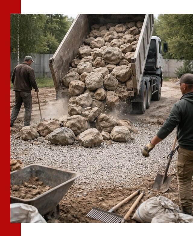 Доставка и укладка булыжника в Волхове