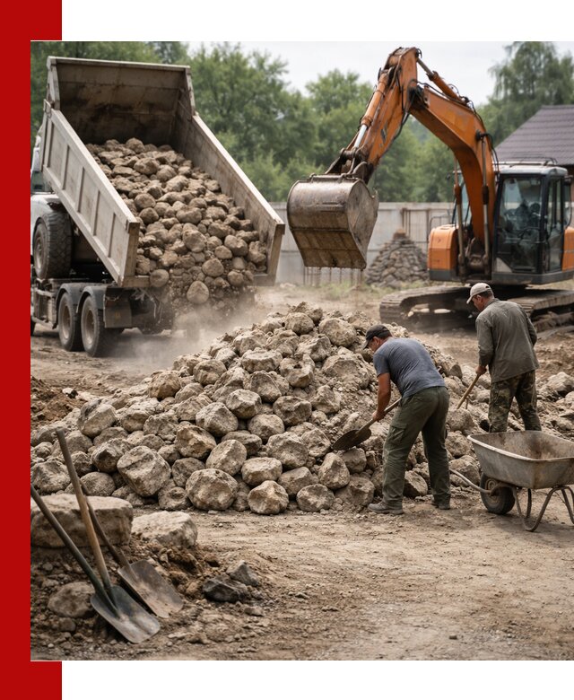 Доставка и разгрузка бутового камня в Волхове
