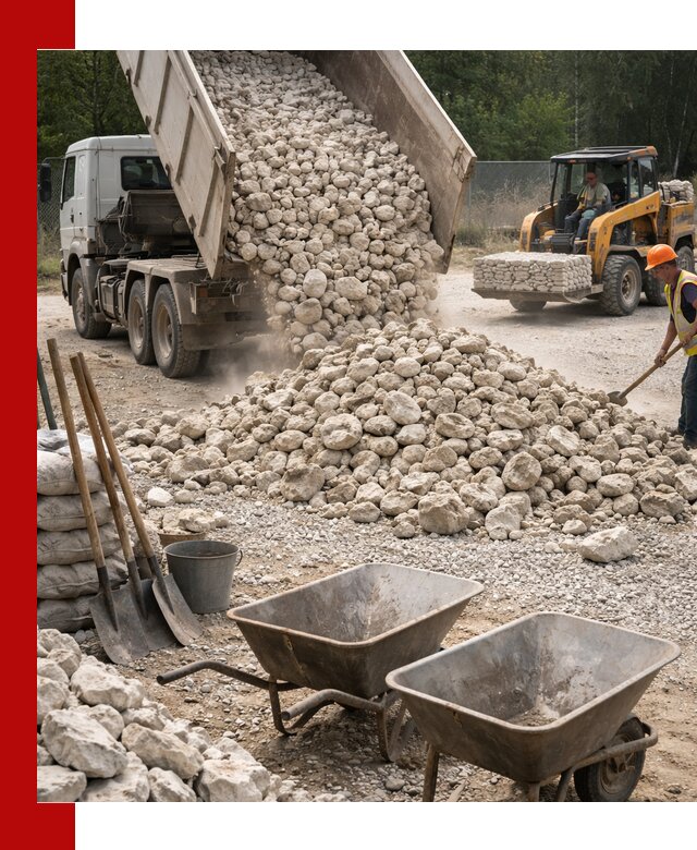 Доставка и продажа бутового известнякового камня в Волхове