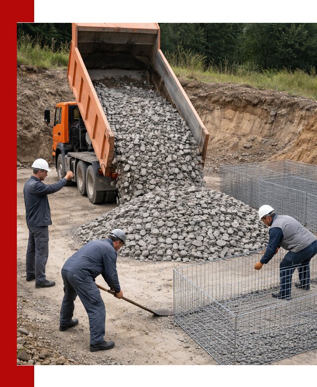Камень для габионов с доставкой в Волхове быстро и надёжно
