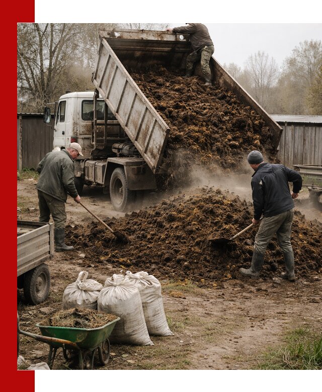 Доставка коровьего навоза самосвалом в Волхове