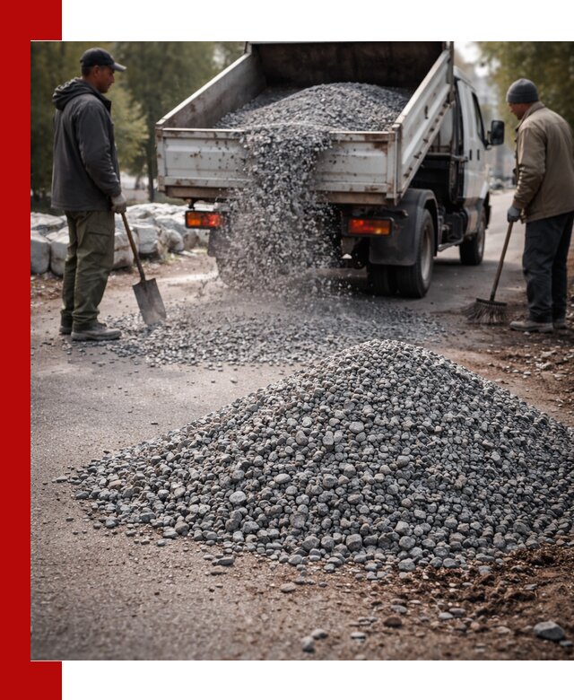 Гранитная крошка для посыпки дорог и тротуаров в Волхове