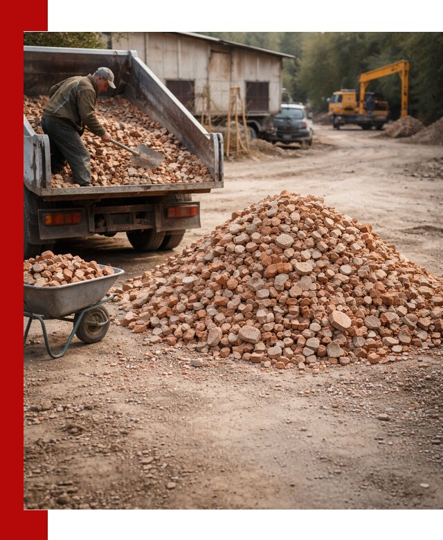 Доставка и подушка из боя кирпича с разгрузкой в Волхове