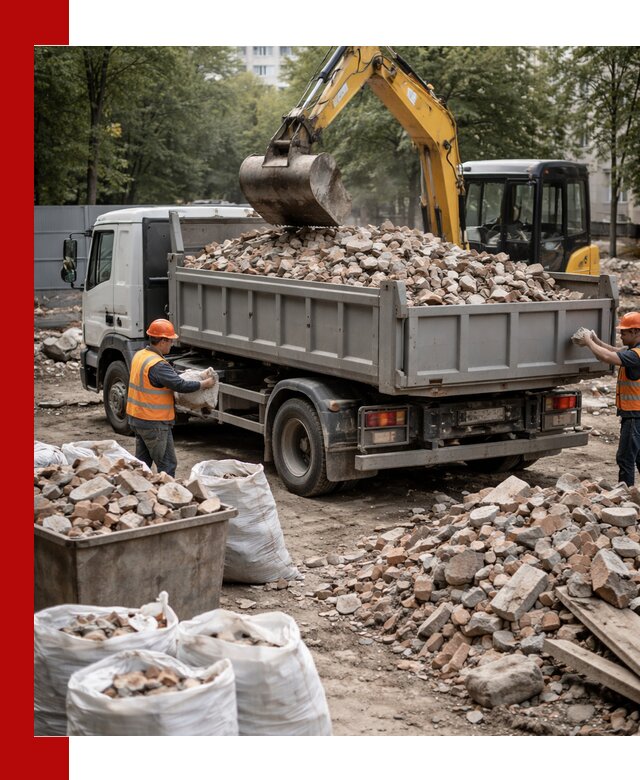 Вывоз строительного мусора в Волхове с самосвалами и контейнерами