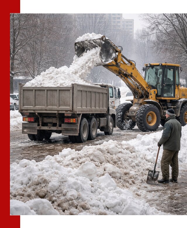 Вывоз снега грузовой техникой в Волхове оперативно и чисто