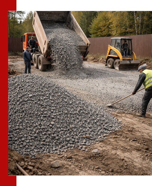 Отсыпка участка щебнем с доставкой и уплотнением в Волхове